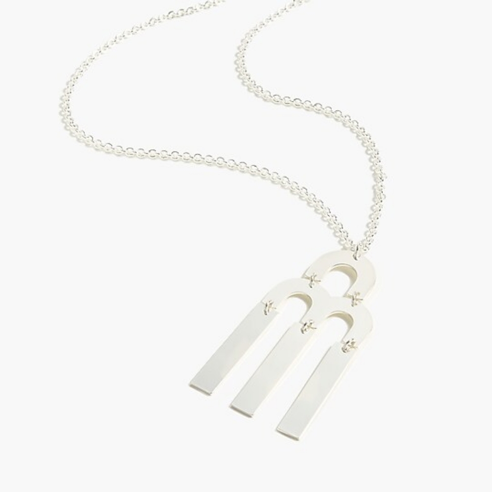 NWOT, J. Crew Tuning Fork Necklace in Silver Mirror